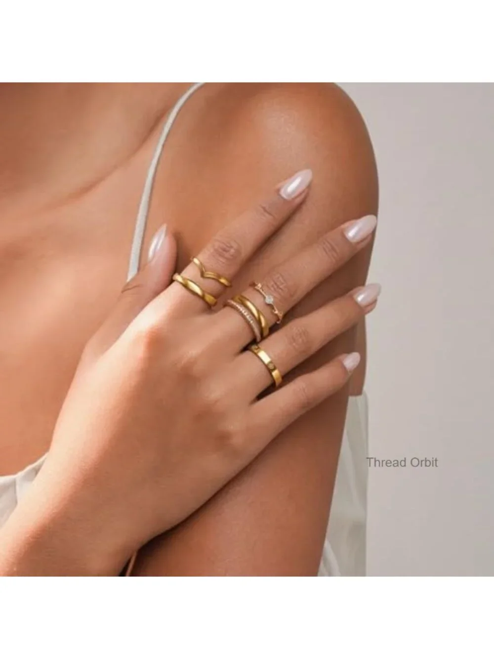 10 Pc Stackable CZ Rings Set, Gold Plated Non Tarnish Wedding Engagement